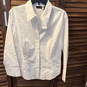 New York & Company Cream Stretch Shirt